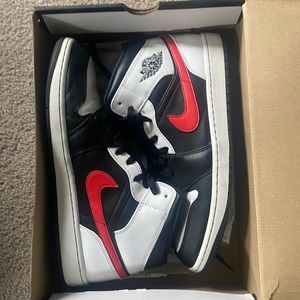 White black and red jordan ones size 12s